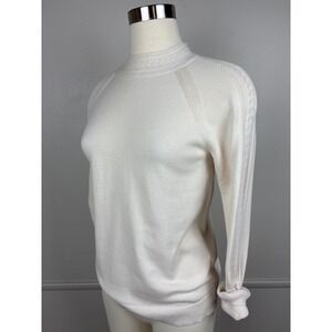Banana Republic Factory Pointelle Trim Sweater Size S Cream Mock Neck Twee Cute